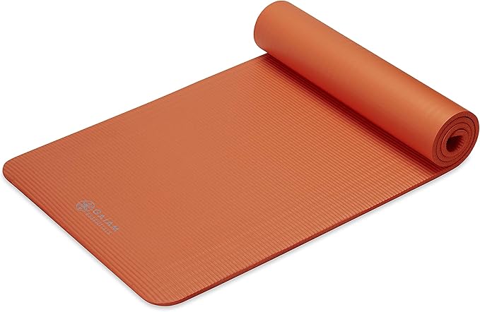 Gaiam Yoga Mat, Pilates & Exercise Mat, Thick 2/5" (10mm) Workout Mat with Easy-Cinch Carrying Strap for Home & Gym Workouts
