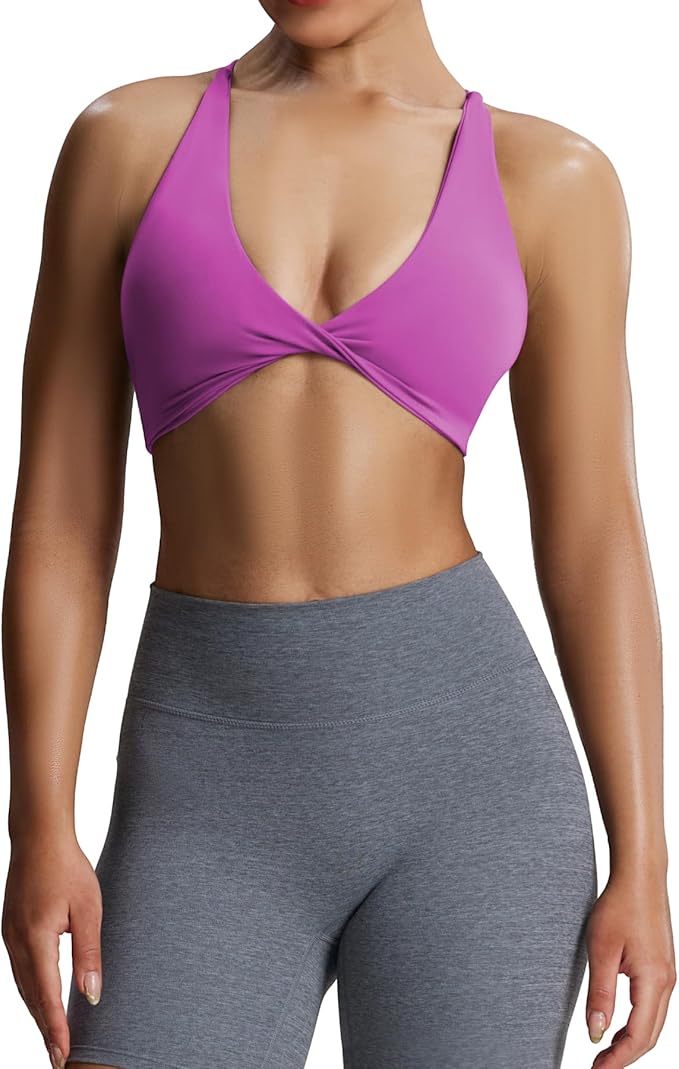 Aoxjox Women's Workout Sports Bras Fitness Metamorph Sienna Twist Bra Yoga Crop Tank