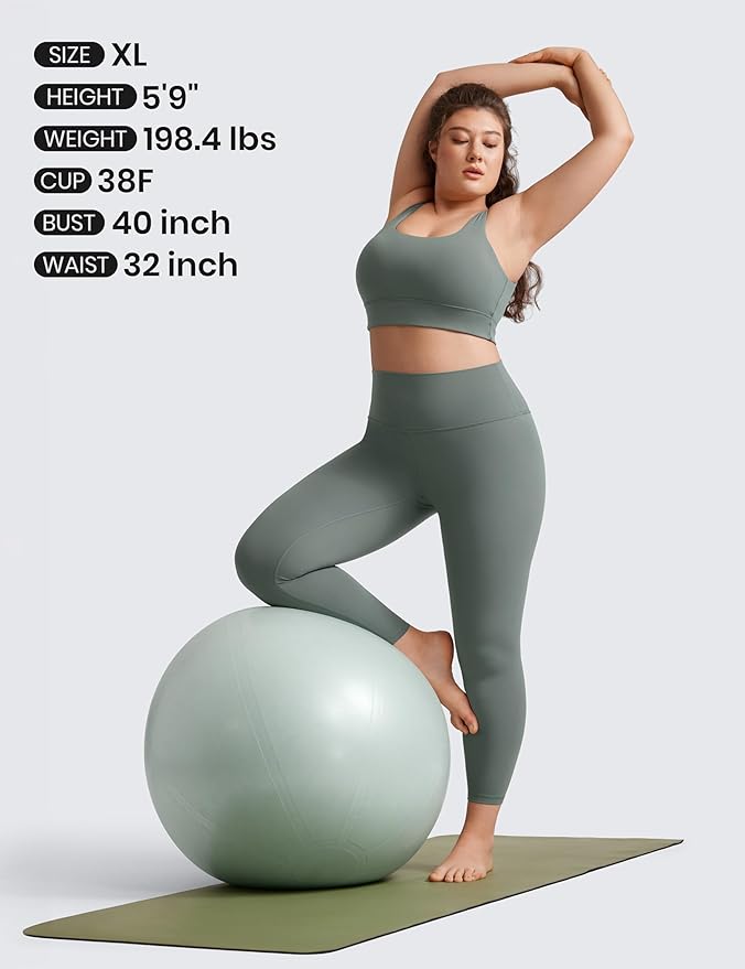 CRZ YOGA Butterluxe U Back Longline Sports Bras for Women - Scoop Neck Padded Yoga Workout Crop Top with Built in Pads