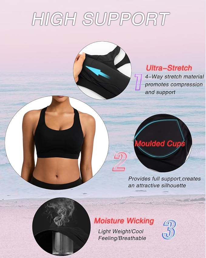 RUNNING GIRL Sports Bras for Women, Molded Cup High Impact Sports Bra Workout Bras for Women High Support Racerback