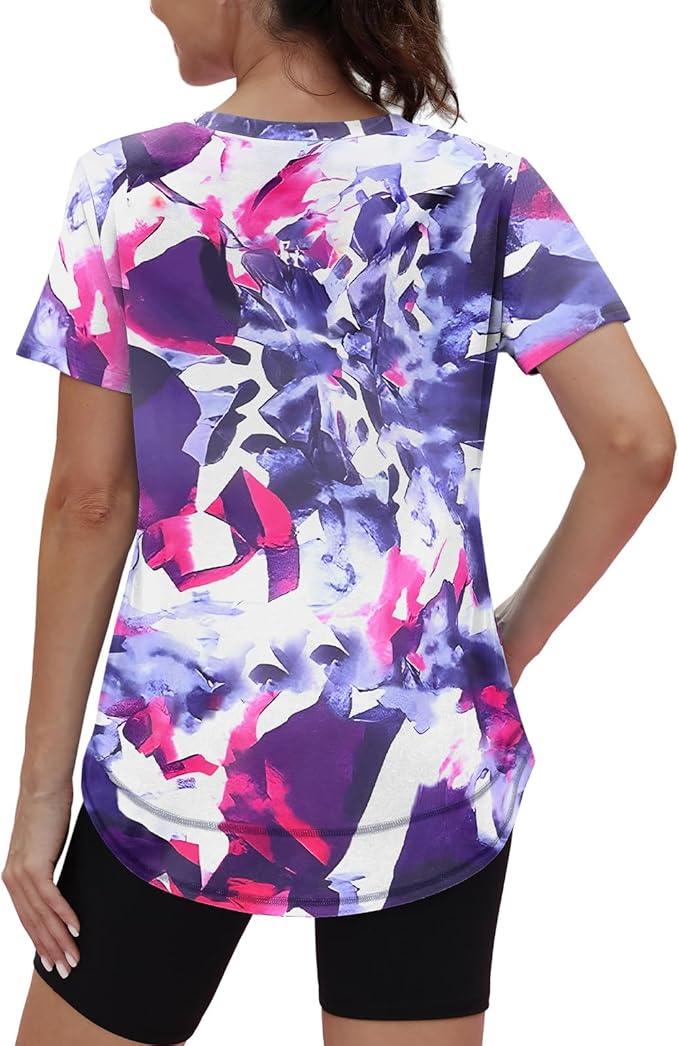 XIEERDUO Womens Workout Tops Short Sleeve Shirts Quick Dry Outfits for Hiking Running S-3XL