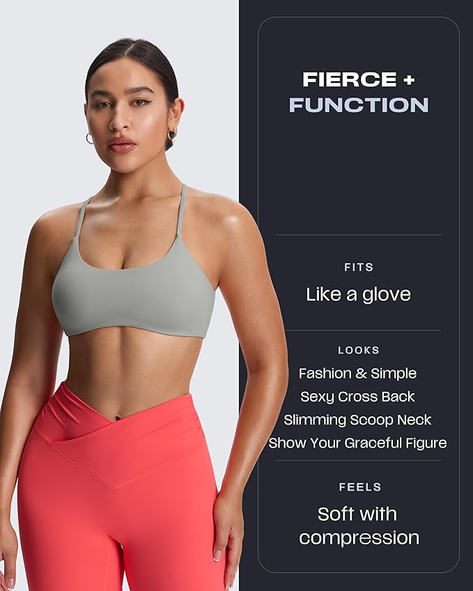 Aoxjox Women's Workout Sports Bras Fitness Trinity Ivy Low Impact Bra Yoga Crop Tank