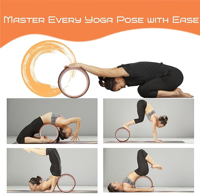 High Density PU Rubber Yoga Wheel for Stretching and Flexibility to Help Back Aches and Tension, Tear, Flexible Roller Designed, Extend Premium Back Roller