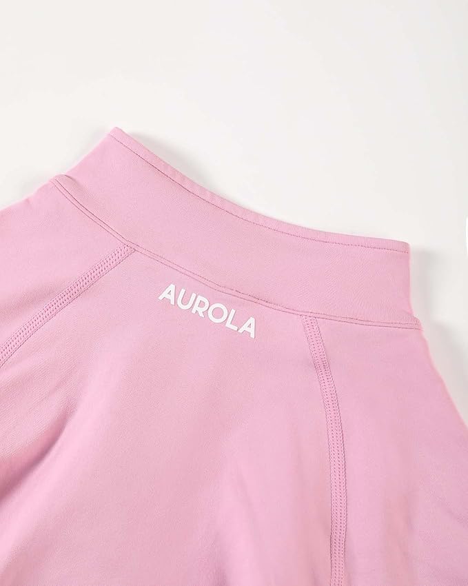 AUROLA Influence Workout Jacket for Women, Half Zip Cropped Slim Fit Long Sleeve Yoga Jackets Athletic Top with Thumb Holes