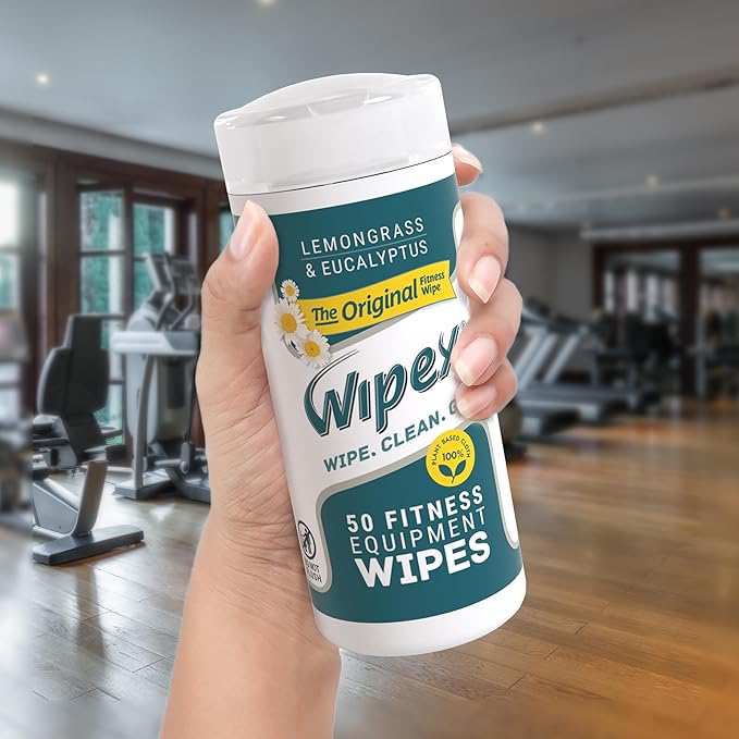 Wipex Original Fitness Equipment Wipes - EWG Verified Natural Plant Based Gym Wipes, Clean Surfaces at Home or Gym, Use as a Yoga Mat Cleaner, Lemongrass & Vinegar, 50 Count (Pack of 3)