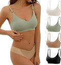 DEANGELMON V Neck Bra Padded Seamless Adjustable Straps Bralettes Everyday Basic Sleeping Bras Multiple Pack