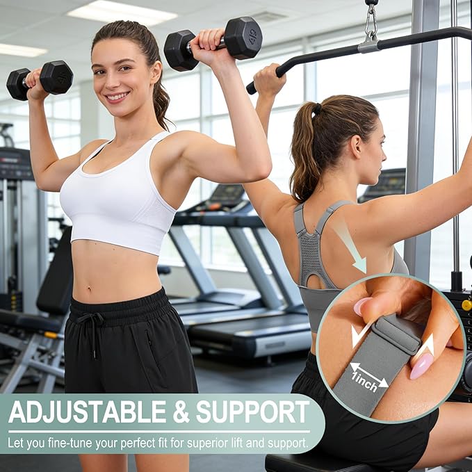 Adjustable Sports Bras for Women: 3 Pack High Support Padded Racerback Sport for Large Bust Workout Running Gym