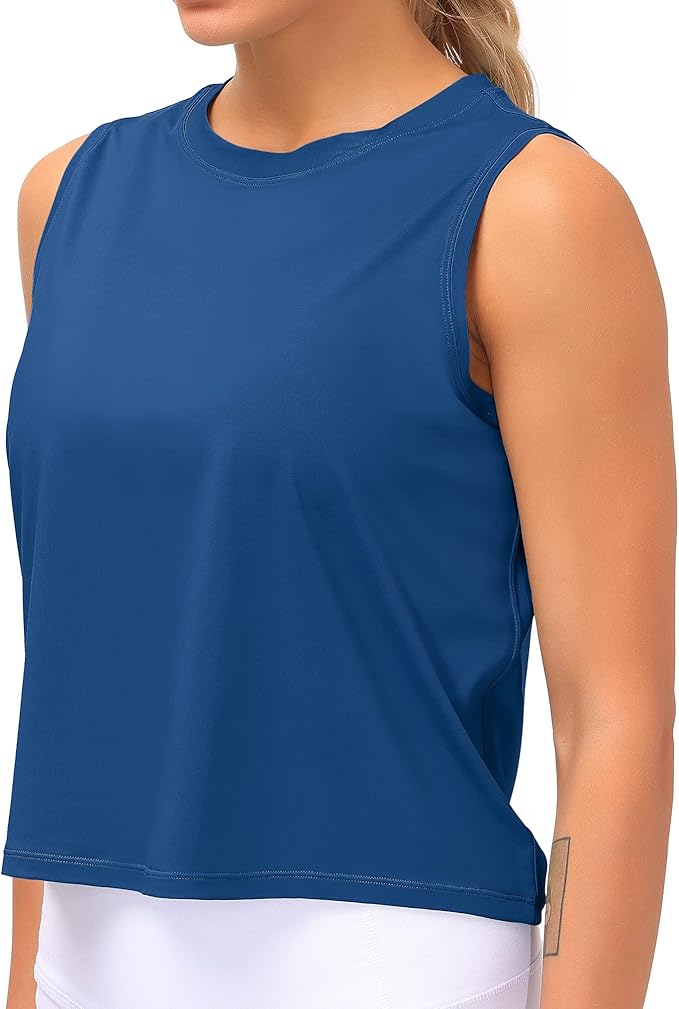 Dragon Fit Womens Ice Silk Workout Tank Tops Sleeveless Cropped Yoga Shirt for Running Gym Summer