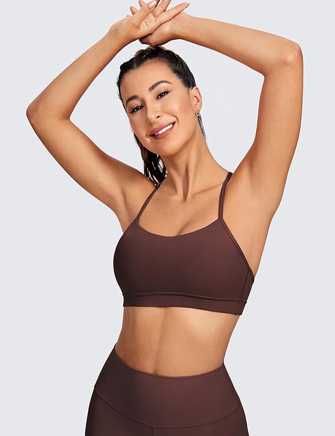 CRZ YOGA Butterluxe Y Back Sports Bras for Women - Padded Racerback Low Impact Spaghetti Thin Strap Workout Yoga Top