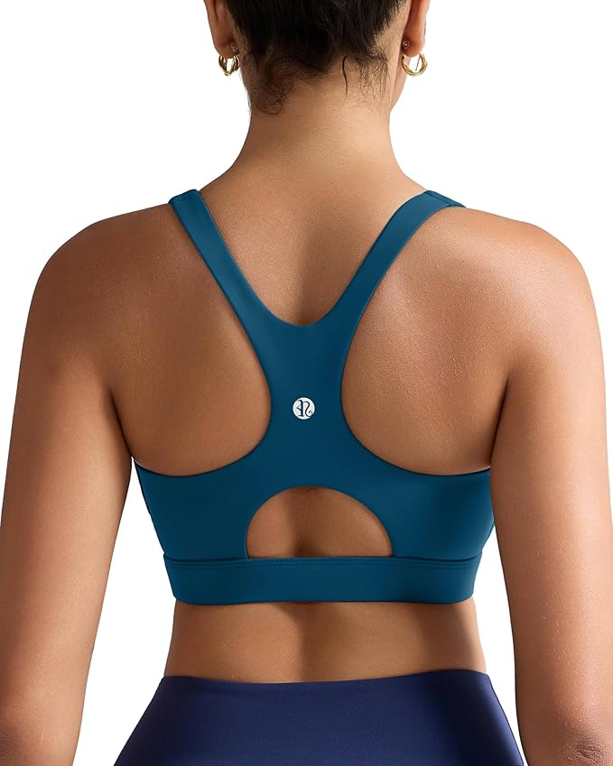 RUNNING GIRL Sports Bras for Women High Support,Racerback High Impact Grey Sports Bra Moulded Cup Workout Bra Push up