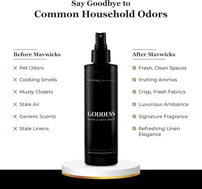 Fragrances - (Goddess) Linen & Room Spray (8oz) – Bedroom & Home Fragrance Mist, Long-Lasting Freshness To Brighten Up Your Space, Fabric & Air Freshener, Aromatherapy Scent Spray