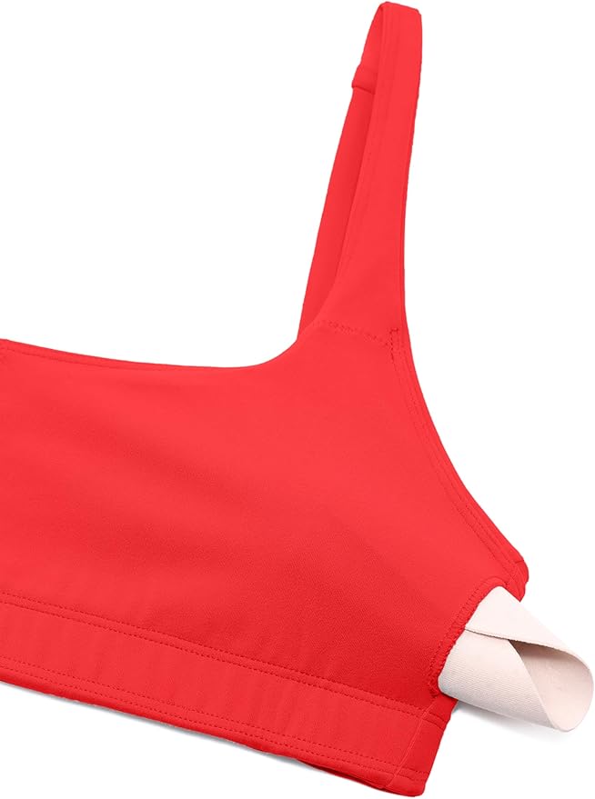 CRZ YOGA Butterluxe Square Neck Spaghetti Strap Sports Bras for Women - Low Coverage Yoga Wireless Padded Cami Crop Top