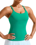 RUNNING GIRL Yoga Tank Tops for Women Built in Shelf Bra B/C Cups Strappy Back Activewear Workout Compression Tops