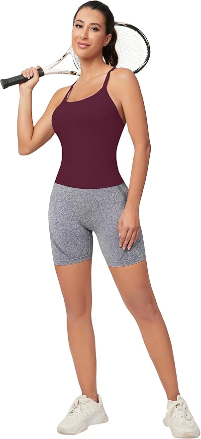 MathCat Workout Tank Tops for Women with Built in Bra, Sleeveless Gym Tops Seamless Racerback Athletic Yoga Shirts