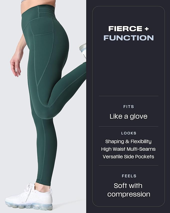 Aoxjox Women's Trinity High Waisted Yoga Pants with Pockets Cross-Waist Tummy Control Buttery Soft Workout Leggings 26"