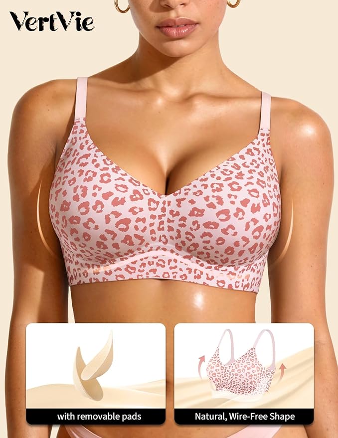 Vertvie Womens Seamless Jelly Bras No Underwire Comfort Push Up Bras Buttery Soft Wireless Bralette Full Coverage Sports Bra