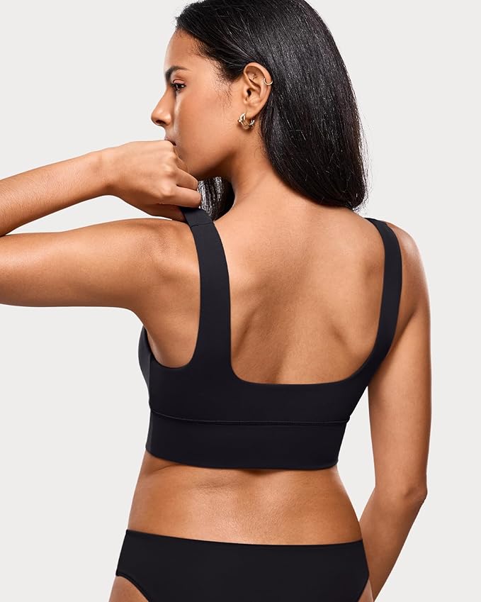 INLYRIC Women's Inbarely Outwear Longline Square Neck Bralette Supportive Unlined No Underwire Yoga Sports Bra