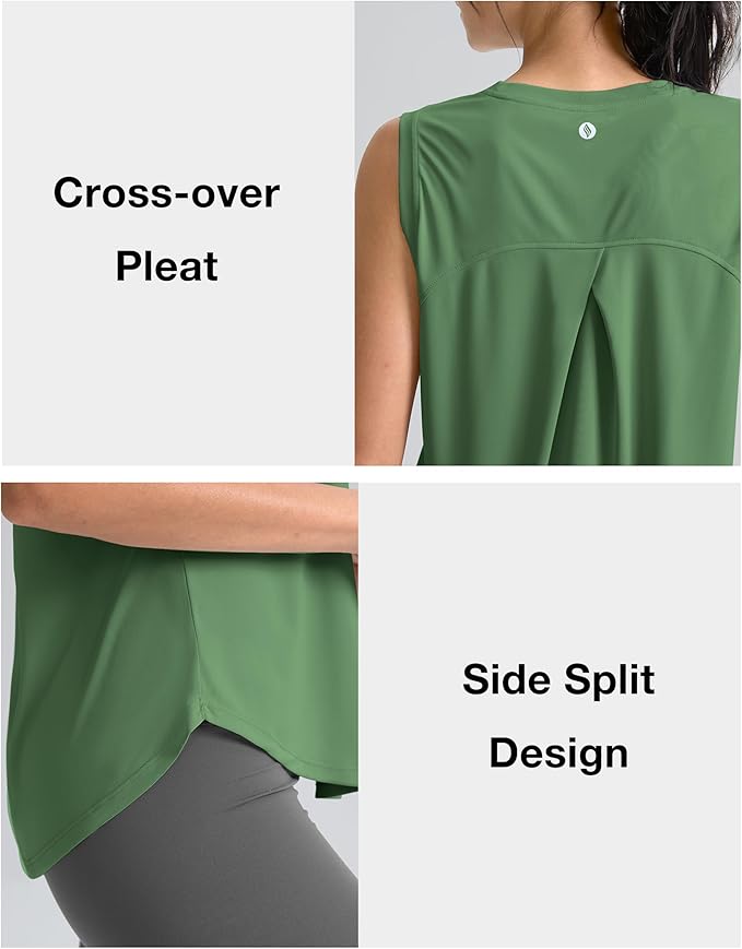 SANTINY Women's Sleeveless Workout Tops Breathable Lightweight Active Tennis Yoga Shirts Athletic Running Tank Tops for Women