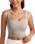 CRZ YOGA Butterluxe Square Neck Crop Tank Tops for Women - Workout Longline Sports Bras Padded Yoga Camisole