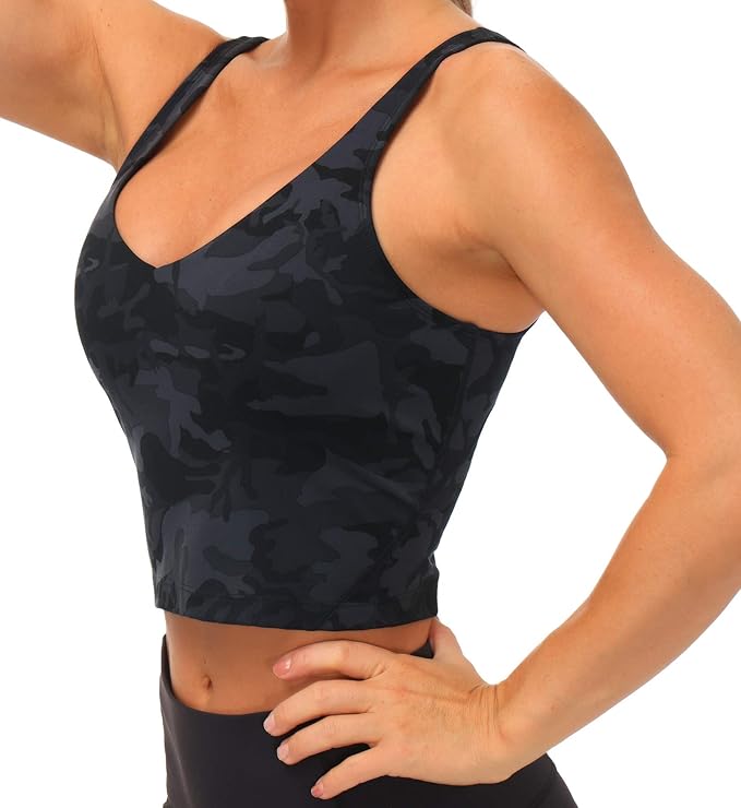THE GYM PEOPLE Womens' Sports Bra Longline Wirefree Padded with Medium Support