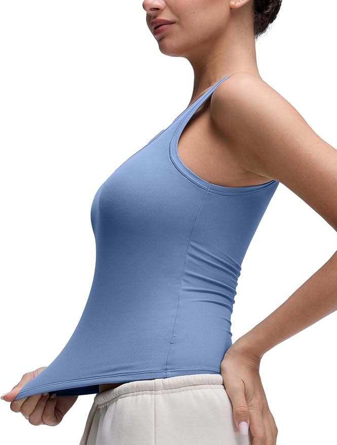 CRZ YOGA Softembrace Scoop Neck Tank Tops for Women - Casual Going Out Soft Double Lined Crop Basic Sleeveless Shirts