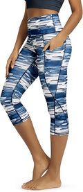 ODODOS Women's High Waisted Yoga Capris with Pockets, Tummy Control Non See Through Workout Athletic Running Capri Leggings