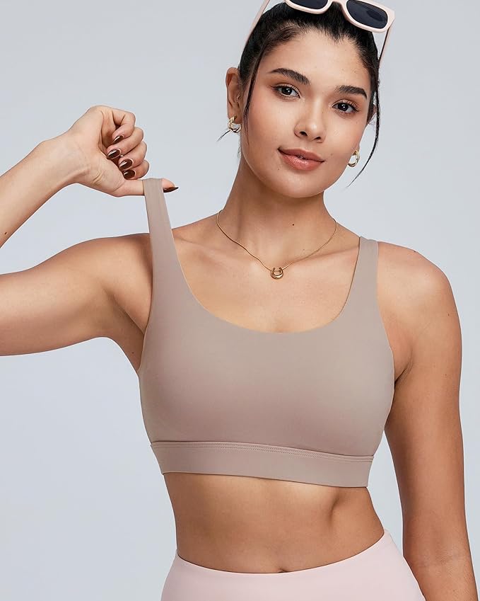 RUNNING GIRL Sports Bra for Women High Support, Molded Cup High Impact Sports Bras with Sewn in Pads Workout Running Bra