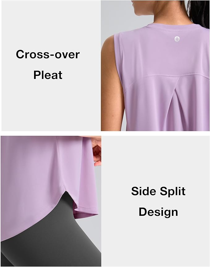 SANTINY Women's Sleeveless Workout Tops Breathable Lightweight Active Tennis Yoga Shirts Athletic Running Tank Tops for Women