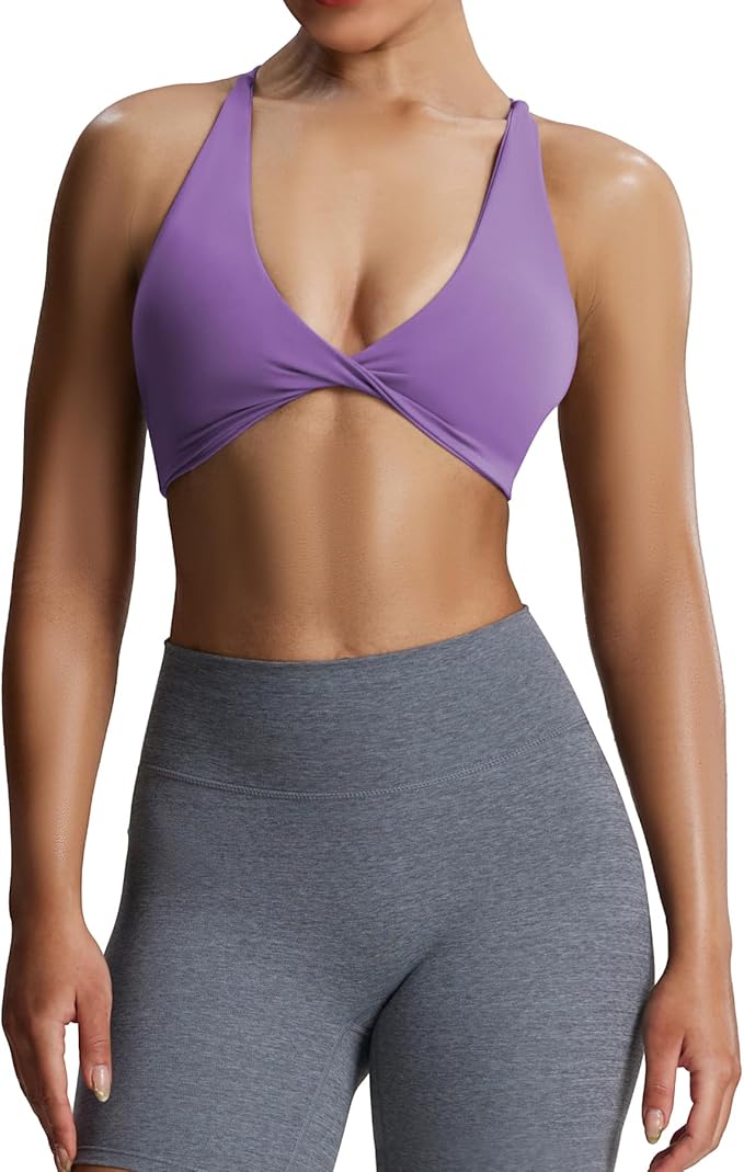 Aoxjox Women's Workout Sports Bras Fitness Metamorph Sienna Twist Bra Yoga Crop Tank