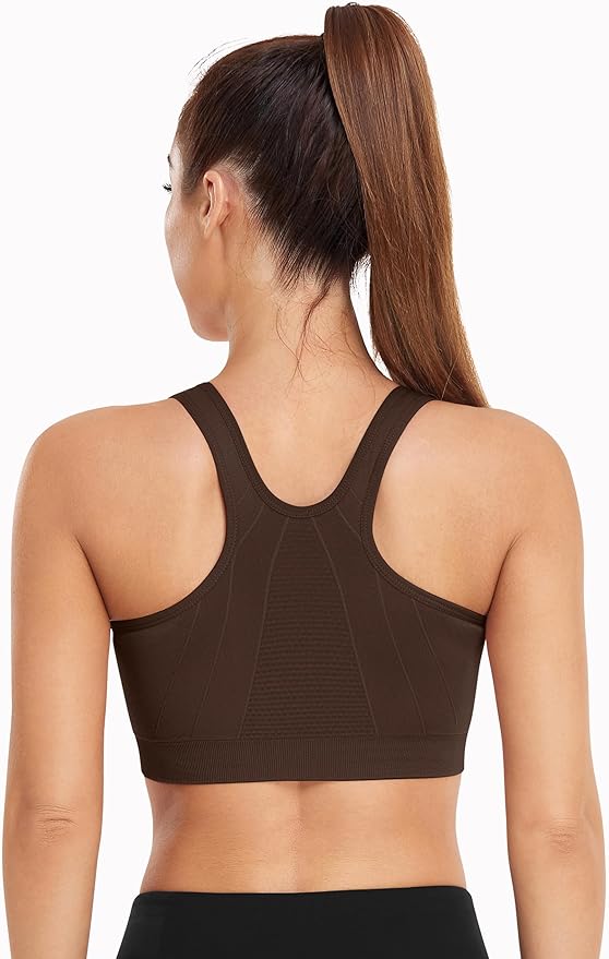 Women's Zip Front Sports Bra Wireless Post-Surgery Bra Active Yoga Sports Bras