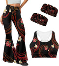 4 Piece Gym Sets Women Racerback Sports Bra with Back Pocket, Matching Flare Yoga Pants And Sweatband