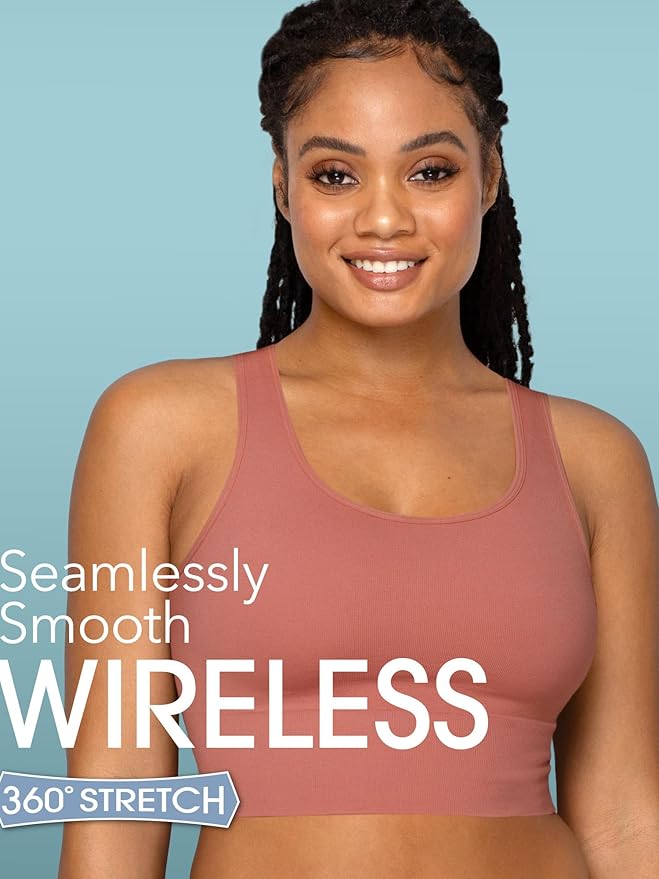Fruit of the Loom Women's 3-Pack Seamless Full-Coverage Back Smoothing Wireless Bra