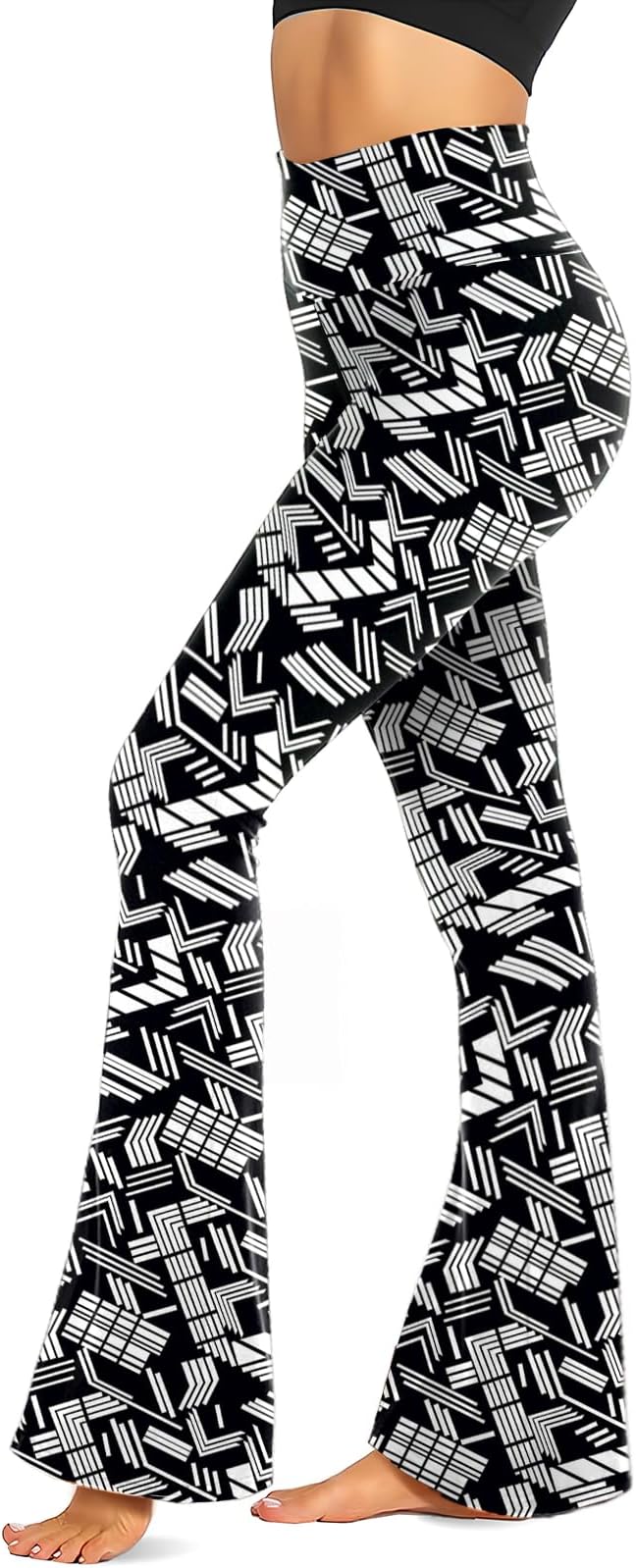 TNNZEET Black Flare Leggings for Women, Crossover Yoga Pants with Pockets Bootcut Flared Leggings