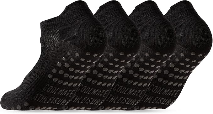 CoolMate Pilates Socks with Grips for Women, Yoga Socks, Crew Non Slip Women for Barre, Pilates Gifts for Women