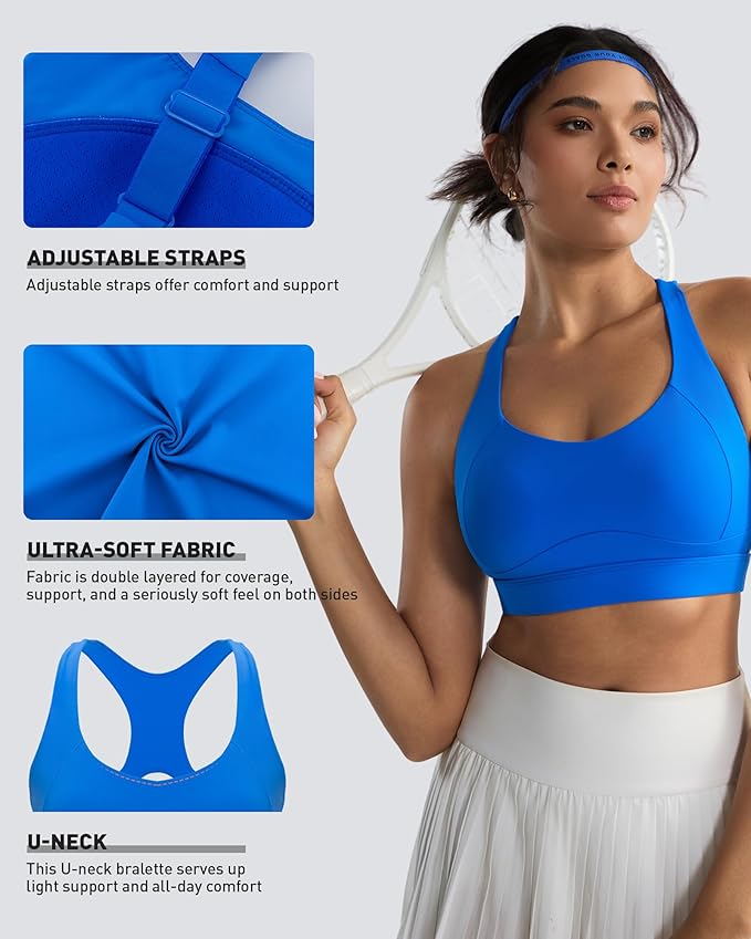 RUNNING GIRL High Impact Sports Bras for Women,Racerback Running Bra Workout Crop Tank Tops Longline Sports Bra Push up