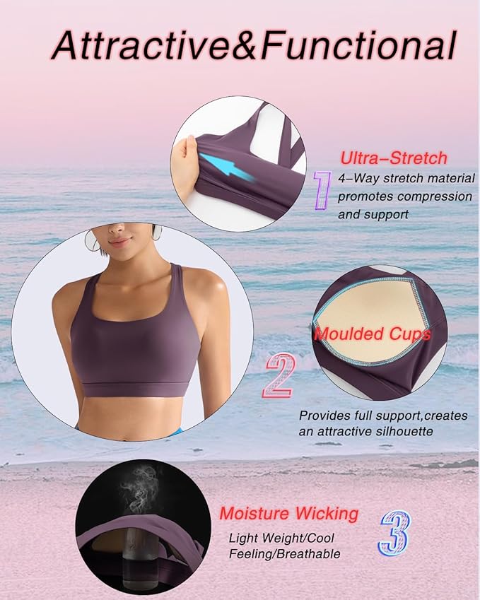RUNNING GIRL Sports Bras for Women, Molded Cup High Impact Sports Bra Workout Bras for Women High Support Racerback
