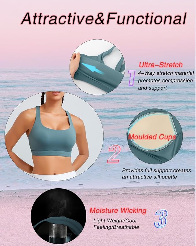RUNNING GIRL Sports Bras for Women, Molded Cup High Impact Sports Bra Workout Bras for Women High Support Racerback