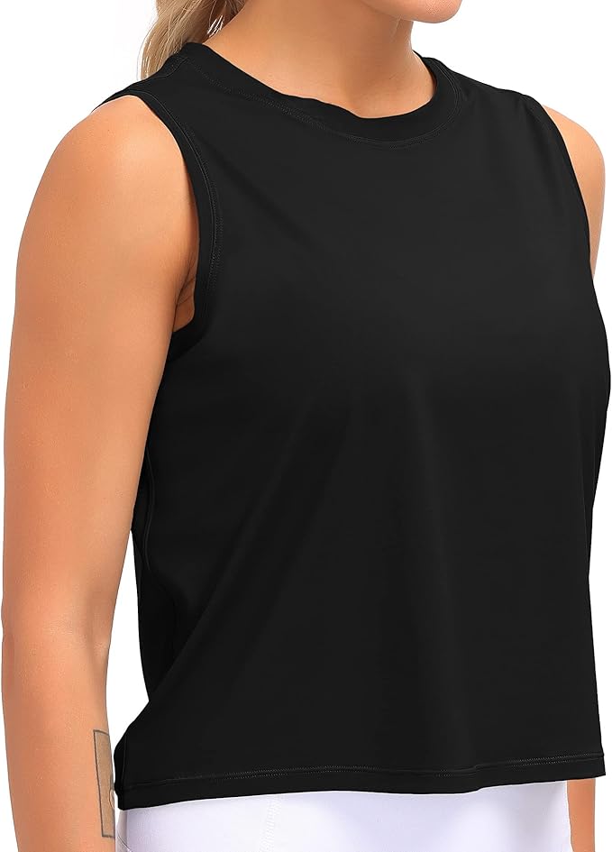 Dragon Fit Womens Ice Silk Workout Tank Tops Sleeveless Cropped Yoga Shirt for Running Gym Summer