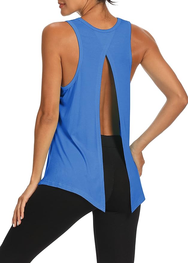 Bestisun Workout Tank Tops Open Back Yoga Exercise Shirts Tie Back Athletic Clothes for Women