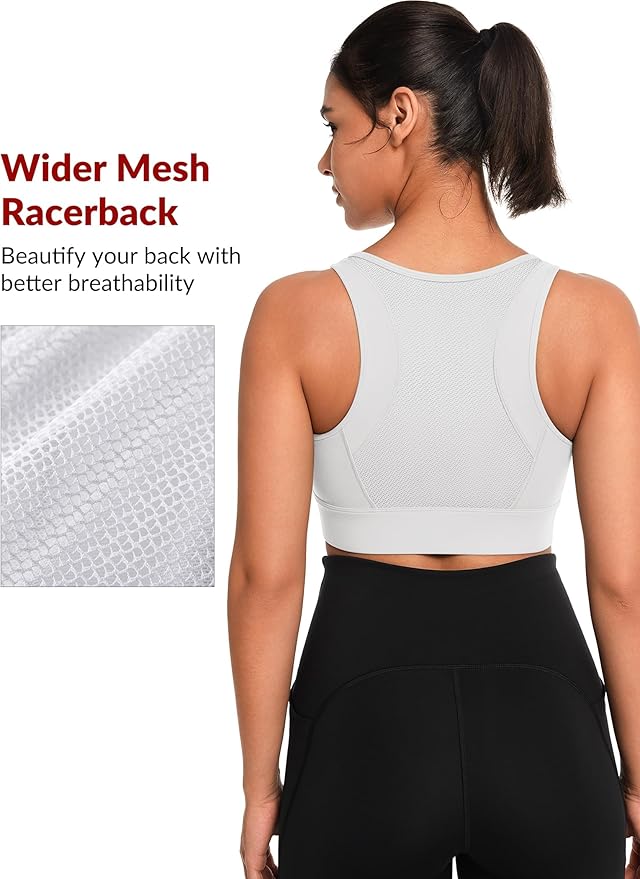 Yvette Front Closure Sports Bras for Women High Support Large Bust Supportive Sports Bra High Impact for Running