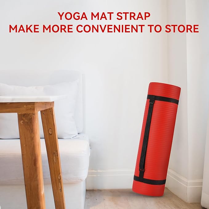 Fitvids Yoga Mat, 1/2-Inch Extra Thick High Density Exercise Mat, Anti-Tear Exercise Yoga Mat with Carrying Strap, Suitable for Various Yoga Exercises
