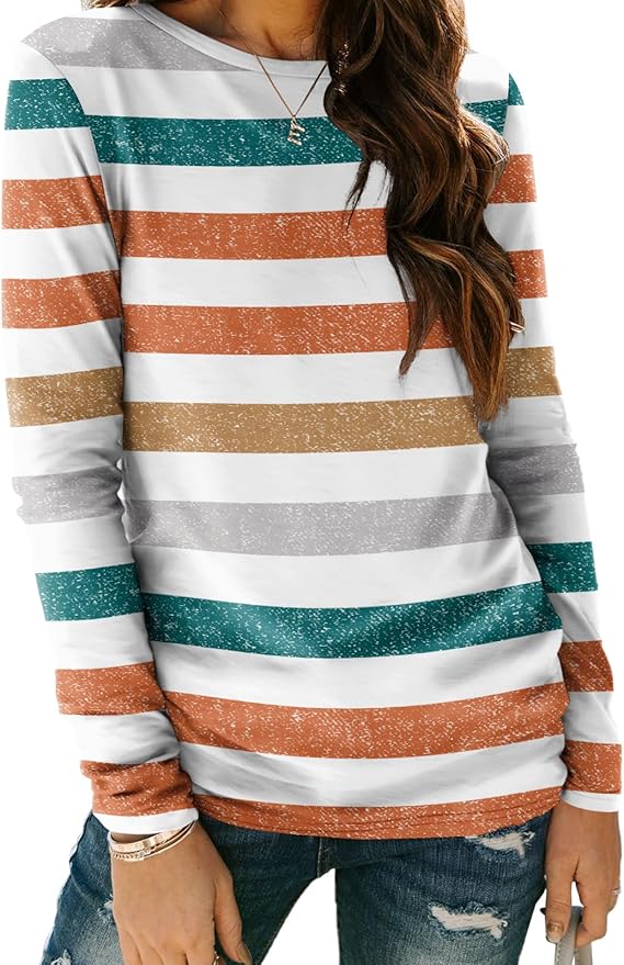 AUTOMET Women‘s Basic Long Sleeve Crewneck, Plus Size Winter & Spring Top, Casual Fall Tee for Teacher & Everyday Outfits