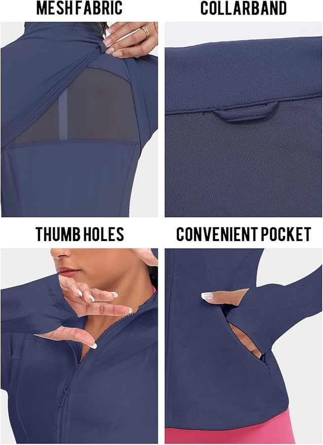 VUTRU Women's Workout Yoga Jacket Full Zip Running Athletic Track Jacket