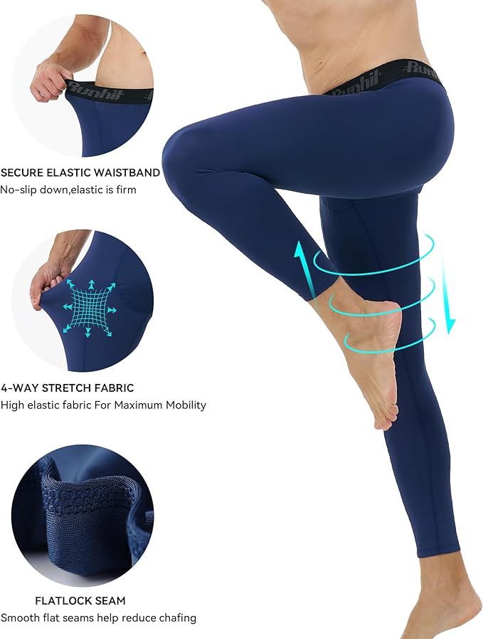Runhit Men’s Compression Pants Running Tights Workout Leggings Athletic Base Layer Pants for Sports Yoga Basketball