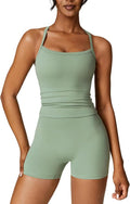 IMEKIS Women's Workout Sets 2 Piece Yoga Outfit High Waisted Biker Shorts Leggings Sports Bra Gym Fitness Clothes Tracksuit