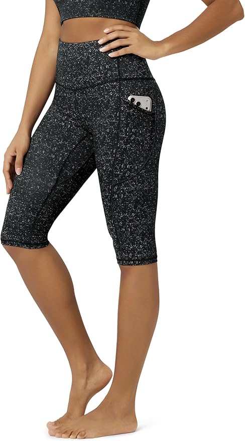 ODODOS Women's High Waisted Yoga Capris with Pockets, Tummy Control Non See Through Workout Athletic Running Capri Leggings