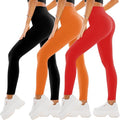 SINOPHANT 3 Pack Leggings for Women - High Waisted Buttery Soft Yoga Pants for Workout Athletic Sports