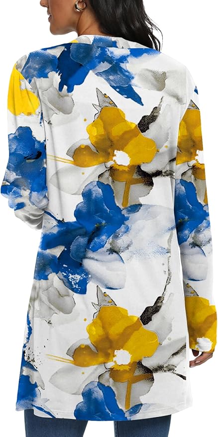 Womens Casual Lightweight with Pocketes Long Sleeve Open Front Cardigan