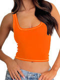 Danysu Women Rib Tank Top Padded Workout Top Square Neck Crop Tank Fitted Basic Cami Tops
