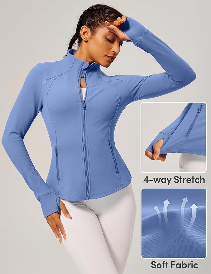 IUGA Women's Workout Jackets BBL Running Athletic Jackets Lightweight Full Zip Up Slim Fit for Women with Thumb Holes